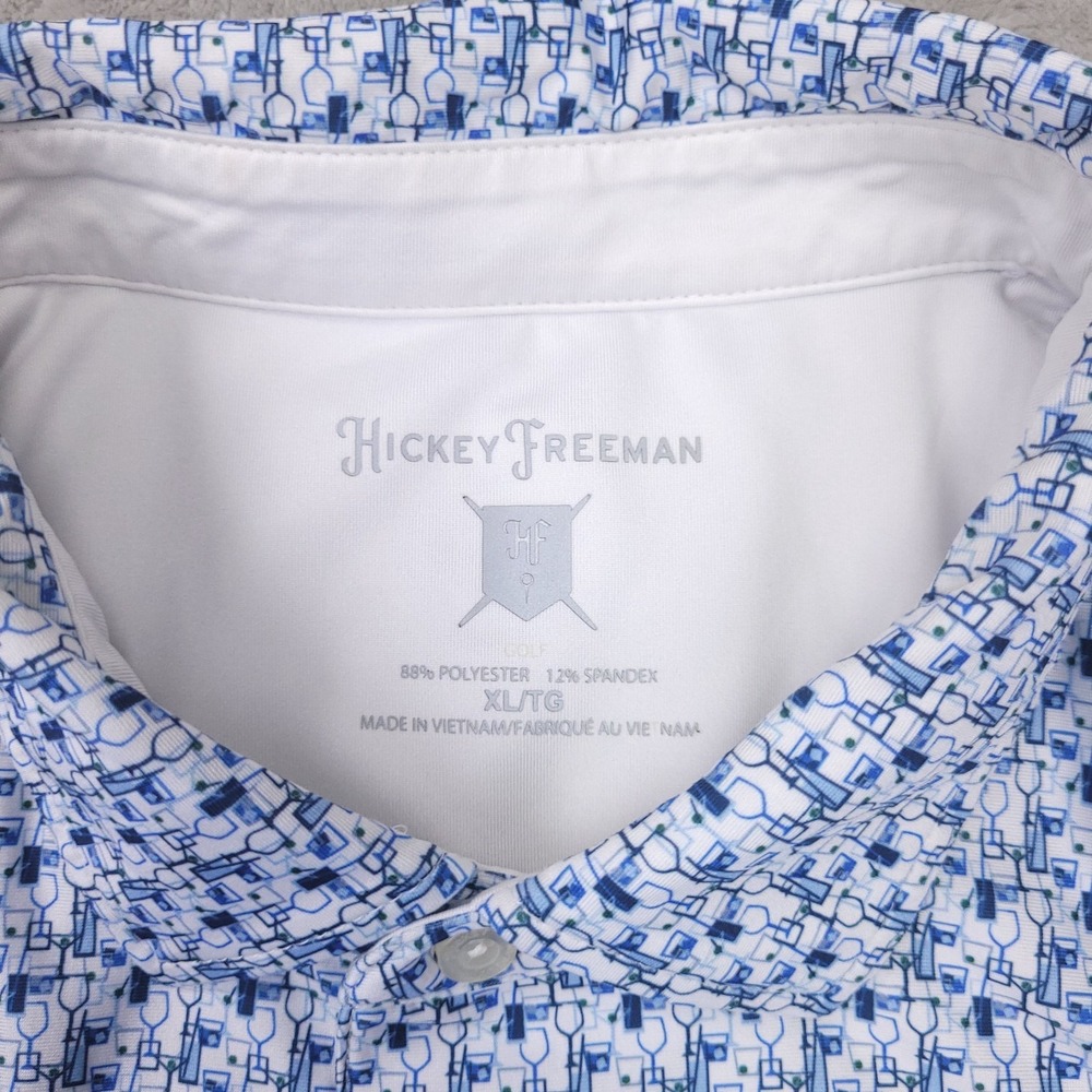 Hickey Freeman Cocktail Glass Print Short Sleeve Polo Shirt Mens size XL - Picture 2 of 9